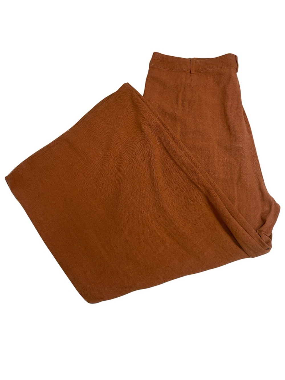 Rust Brown Wide Leg Linen Blend Pants Size XL